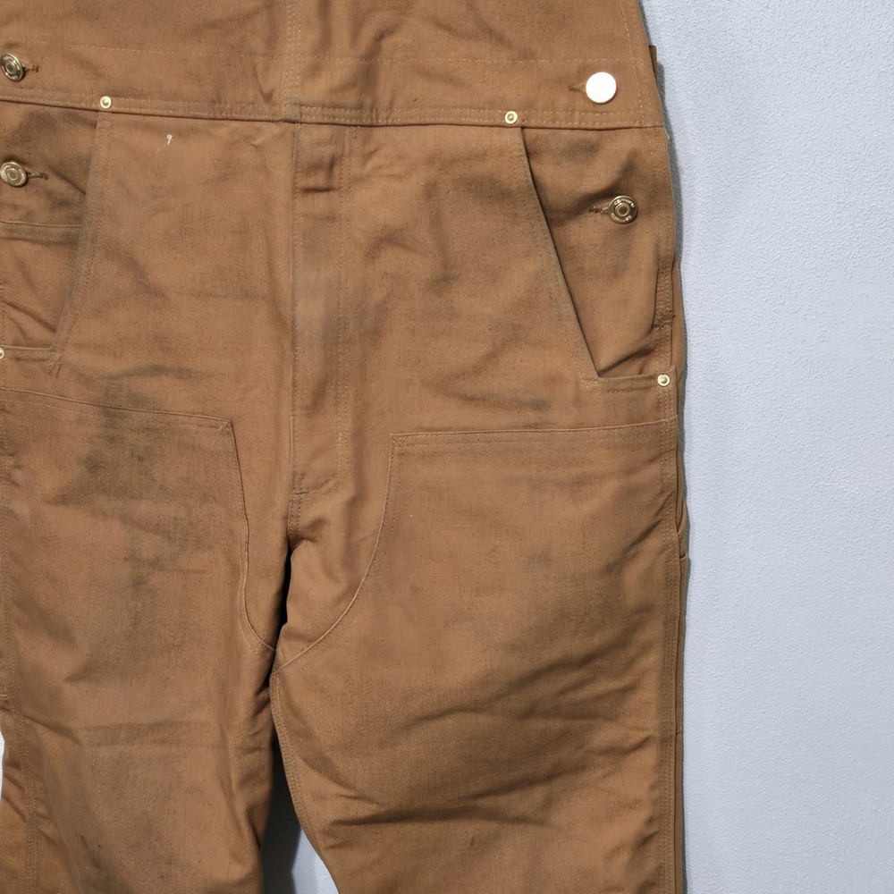 Carhartt Bib Overalls Brown Canvas RN14806 Workwear Duck Chore Men 34x32 STAINED - Picture 5 of 15